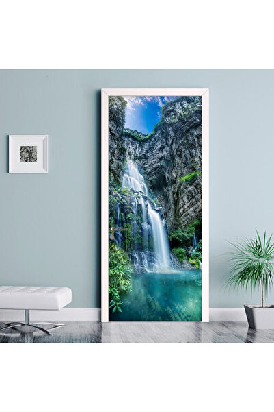 MaffStuff Autocolant decorativ ușă 3D Cascadă și lac montan, PVC autoadeziv 7...