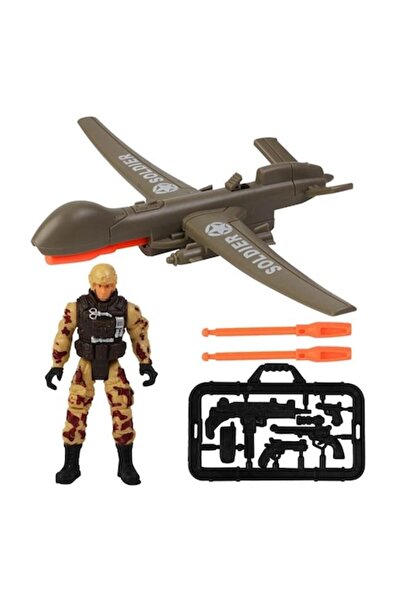 ANTBRO Set de joacă Antbro® figurină soldat cu cutie de armă și dronă cu lansator de rachete, plastic