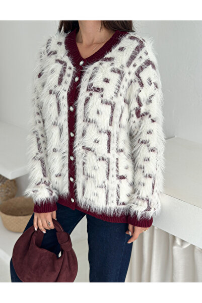 b buhari bykoc Soft Textured Patterned Buttoned Knit Cardigan