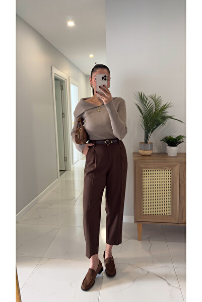 BİRCANÇİL Dlvin Yusa Kahve Kemerli Havuç Pantolon