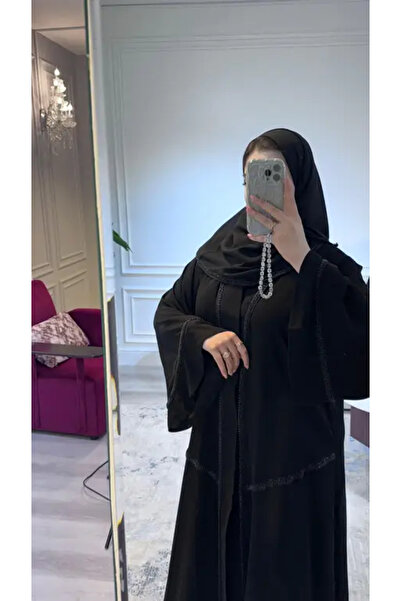 myshaden عباية سوداء بقماش الكريب الكوري الملكي