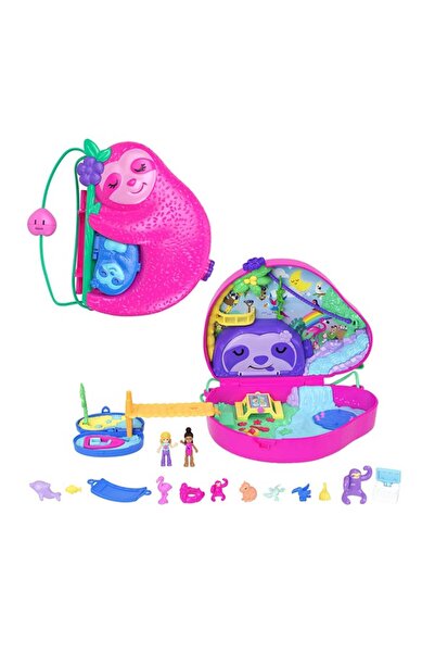 Polly Pocket Sloth Family 2-in-1 Purse Compact Playset with 2 Micro Dolls and 12 Accessories