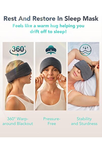 SKG RESTore Pro Sleep Mask, Eye Mask Wrap-Around Design, Light Shading, Breathable Fabric, Adjustabl