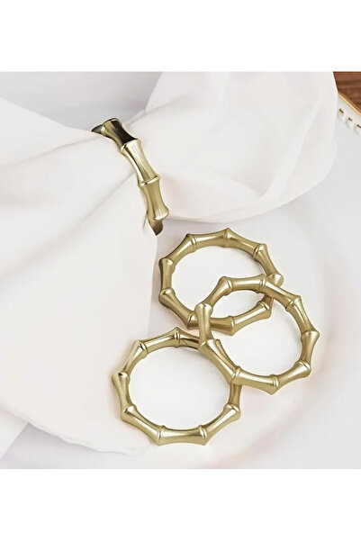 İsmet toka 6 Pcs - Bamboo Napkin Ring Ring Holder Bamboo -Metal Accessory