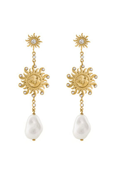 Guess Γυναικεία Σκουλαρίκια Λευκά, Χρυσά JUBE05087JW