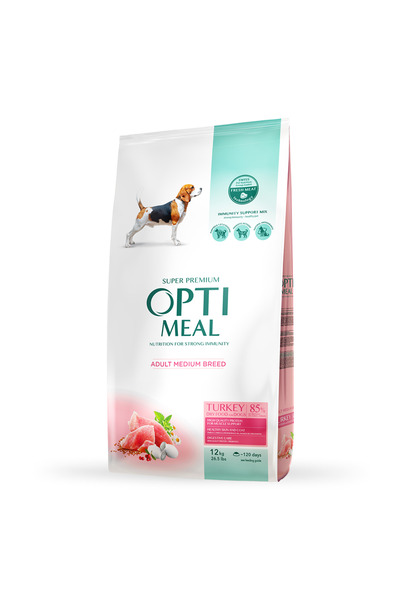 OptiMeal Hrană uscată pentru câini de talie medie - Curcan, 12 kg