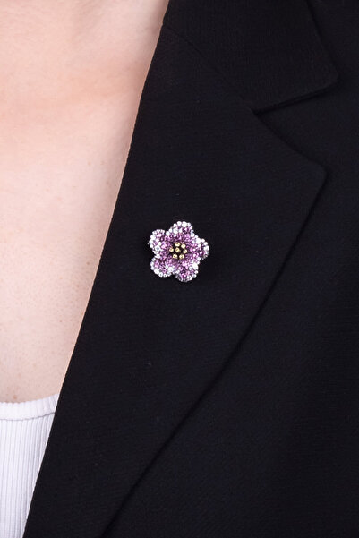 So CHIC... Kamelya Siyah Rodyum Kaplama Gümüş Broş