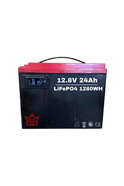 ORTEC 12.8V 24Ah LiFePO4 Batarya Akü 1280 Wh- Yüksek Çevrim Ömrü
