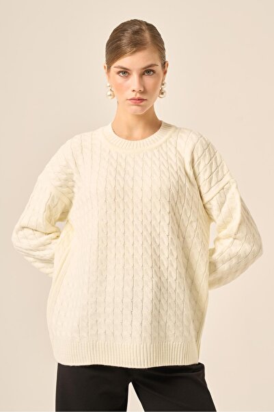 FTZ WOMEN Kadın Saç Örgü Kazak Ekru 20882