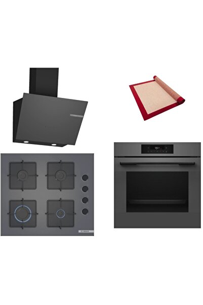 Bosch Gri 3 lü Ankastre Set (HJG852YN0T-POP6C9P30O-DWK66PJ70T) 3D Fry - Pişir...
