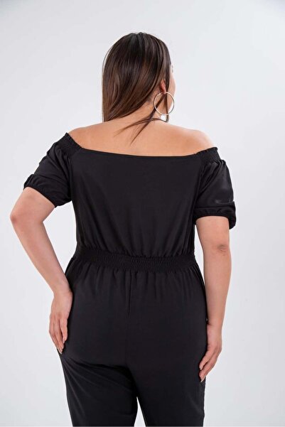 Roxxlen 1111050 Γυναικεία φόρμα μεγάλου μεγέθους με τσέπες με φερμουάρ Μαύρη