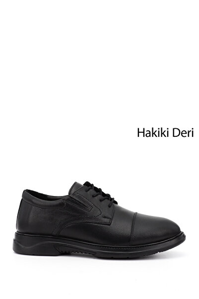 GÖNDERİ(R) Men's Black Lace-Up Genuine Leather Classic Shoes