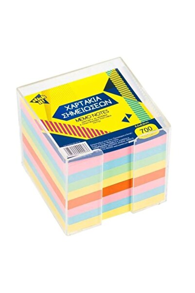 ANTBRO ® Sticky Note Cube with 700 Multicolored Square Sheets, 8.5x8.5cm, in Transparent Plastic Hol