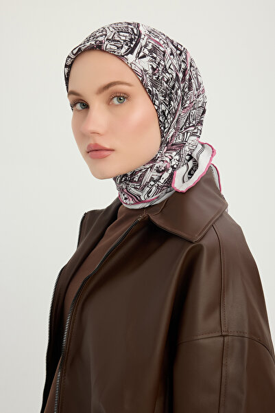 Schaless Πόλη των ηχών - Πούδρα - Φουλάρι βισκόζης με σχέδιο Vierra - 90x90 εκ.