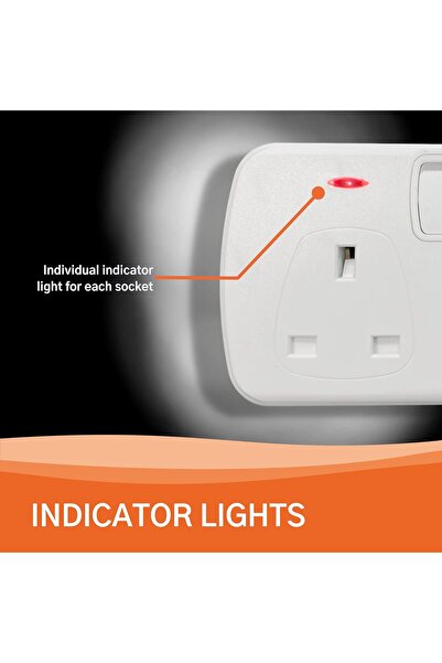 Kistenmacher EGK603BU محول مقبس حائط BS ثلاثي الاتجاهات 5 فولت مع منفذ USB مزدوج، أبيض