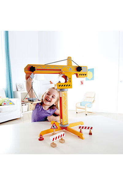 Hape Wooden toy for children - Elevator with crane, children age 3 years+, 6 years+