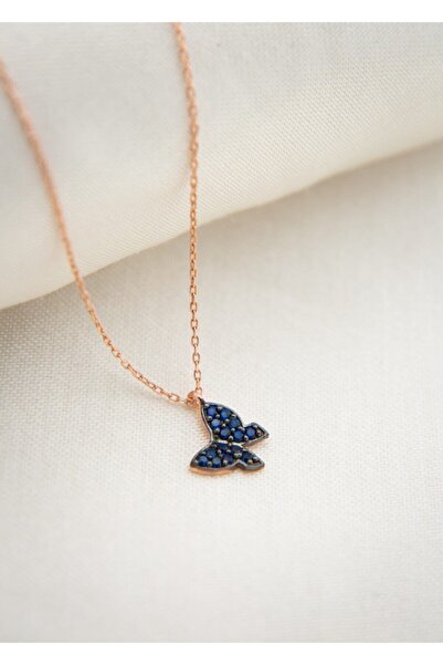 Papatya Silver 925 Ayar doğum taşlı mini kelebek kolye.kişiye özel kelebek ko...