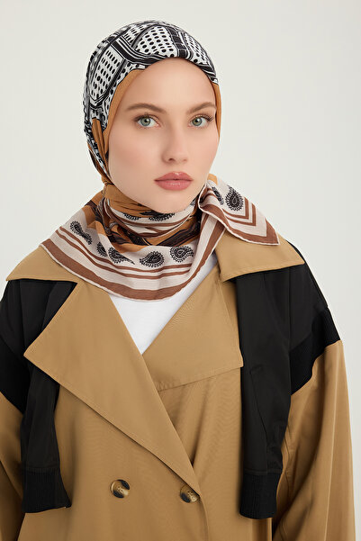 Schaless شارة الفرسان - الجمل - وشاح فيسكوز منقوش بنمط فييرا - 90×90 سم