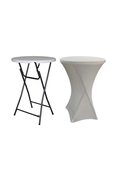 Selgot Folding round table, 80 cm diameter, white cocktail table bar