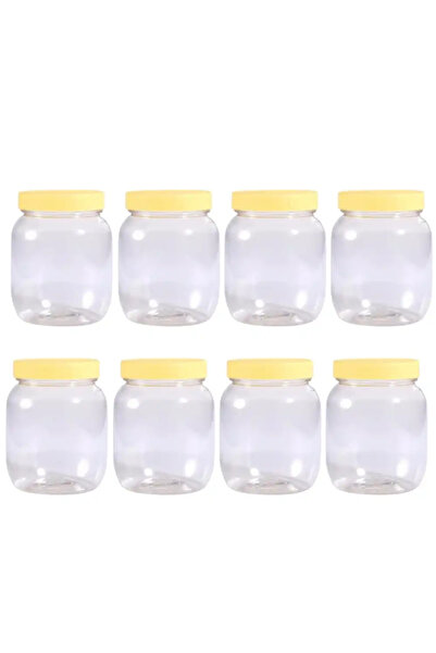 Kovar Plastic Pet Jars Unbreakable Odourless Leak Proof Jars with Yellow Lids- 8X750ml