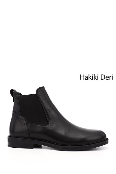 GÖNDERİ(R) Men's Black Rubber Sole Genuine Leather Chelsea Boots