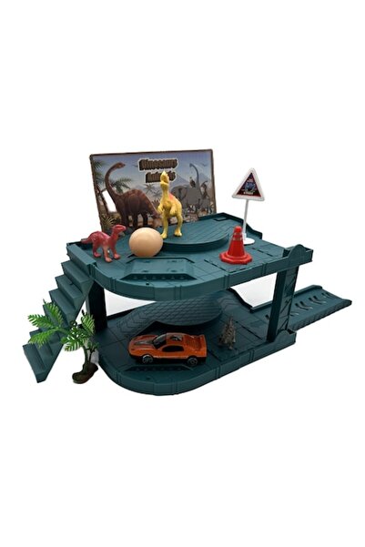 Vision XXI Set interactiv, Dinosaur Parking Lot, parcare cu 3 dinozauri, o masina si accesorii, multicolor, +3