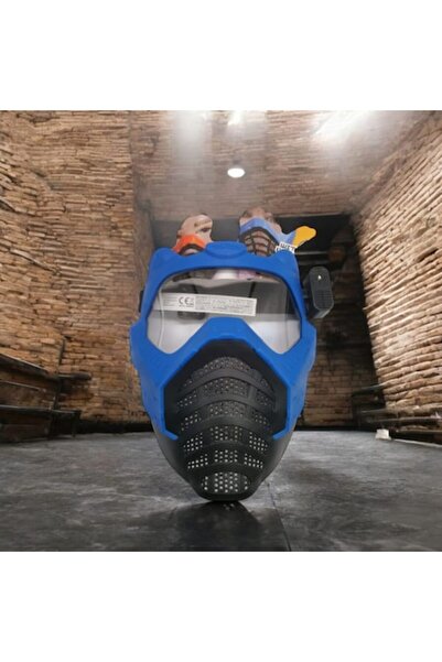 Vision XXI Mască de protecție pentru gloanțe din spumă Nerf, Foam StrikeX, cu lumină LED, albastră, 20 cm,