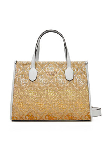 Guess Γυναικεία Τσάντα Χειρός Μπεζ, Λευκή HWSW8665220