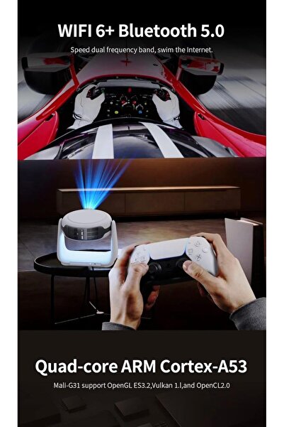 Generic Portable Pan-Tilt Projector with Battery Android System High Definition Home Mobile Phone Screen Pro