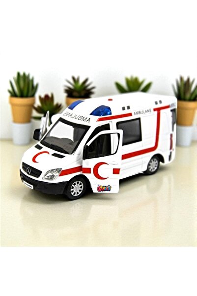tmtoysandmore سيارة إسعاف معدنية بالكامل مع صفارات وأضواء وأبواب قابلة للفتح