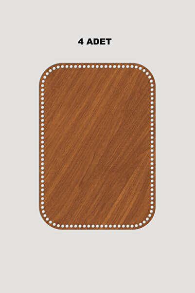 Lucena Ξύλινος Ορθογώνιος Οβάλ Καλάθι Βάση Δίσκου 25x30 cm 4 Τεμάχια Καρυδιά 3mm