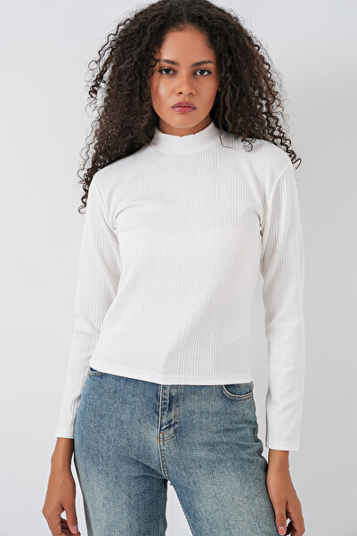 Bigdart Women's Long Sleeve Ribbed Bodysuit 976 - White