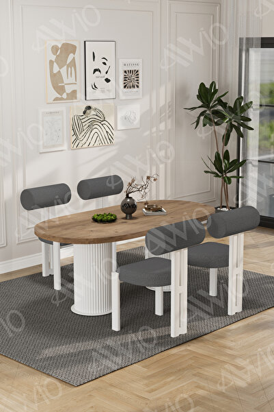 ah assel home Lora Serisi Bohem Ayak 4'lü Metal Pofi Demonte Sandalye 80x140 ...