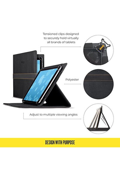 erorex كتيب مترو يونيفرسال فيت للأجهزة اللوحية/قارئ الكتب الإلكترونية، مقاس 5.5 بوصة إلى 11 بوصة، أسود