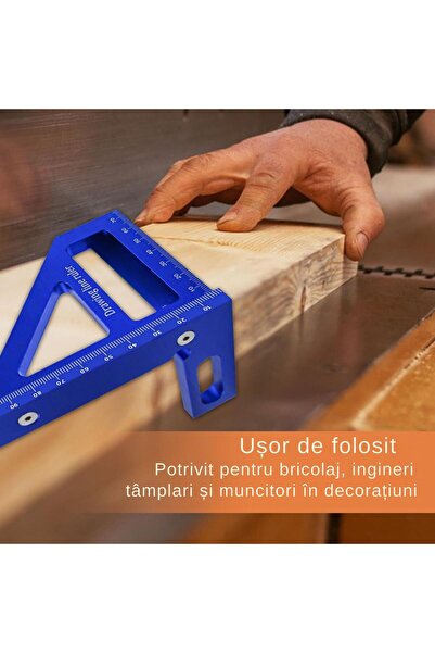 CZAY Riglă metalică triunghiulară de precizie 0,002 mm, instrument de măsurare 3D 45/90, dulgher