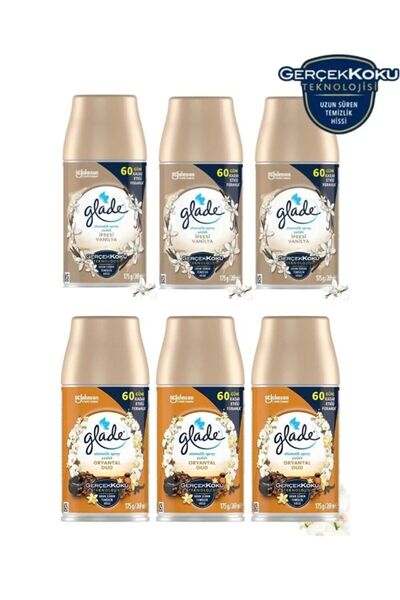 Glade Oda Kokusu, Otomatik Sprey Yedek İpeksi Vanilya ve Oryantal Oud 6X269ml