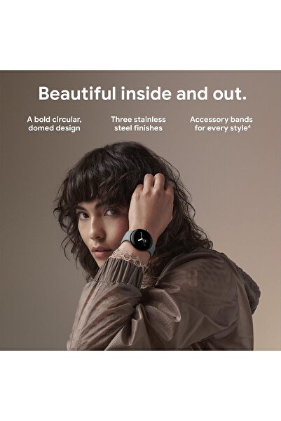 Google Pixel Watch, Matte Black Stainless Steel Case, Active Band in Obsidian, WiFi/BT, 41mm