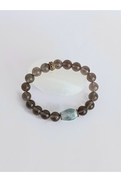 LemaStone سوار من الحجر الطبيعي؛ مصمم من حجر الكوارتز الدخاني وحجر الفلوريت و...