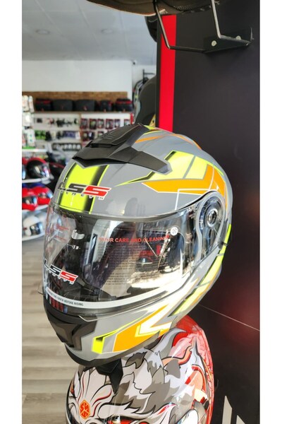 Genel Markalar LS5 Çene Açılır Güneş Gözlüklü Kask Yeşil-Gri