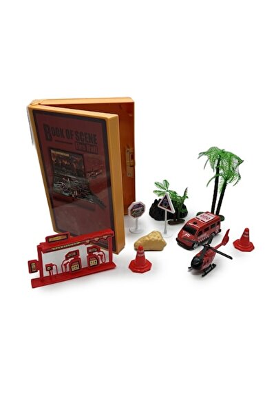 Vision XXI Fire scene book, box with opening mechanism, helicopter, car and 9 accessories