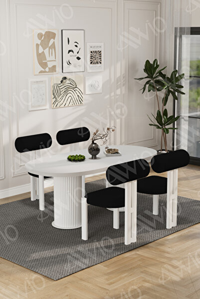 AVVİO Lora Serisi Bohem Ayak 4'lü Metal Pofi Demonte Sandalye 80x140 Masa San...