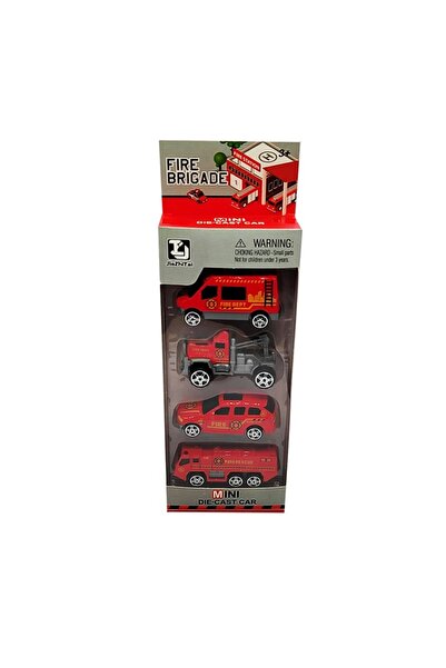 Vision Set 4 masinute, Fire Brigade Die Cast, rosu, XXI