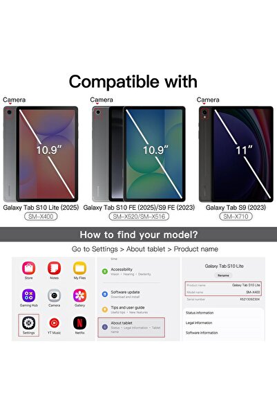 JETech 360° Rotating Case for Samsung Galaxy Tab S9 FE 10.9 / S9 11 (2023) with S Pen Holder, Trans