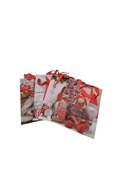 Vision XXI Set 4 pungi cadou de Crăciun, Art Lux, mari, roșii,