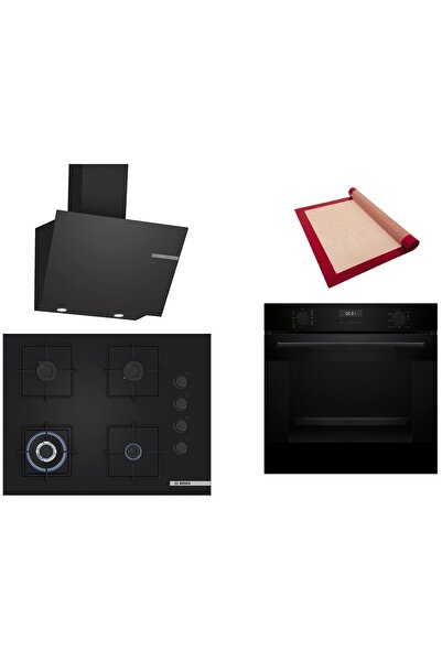Bosch Siyah 3 lü Ankastre Set (HUA717BA0T-POH7C6P30O-DWK66PJ60T) Buhar Destek...
