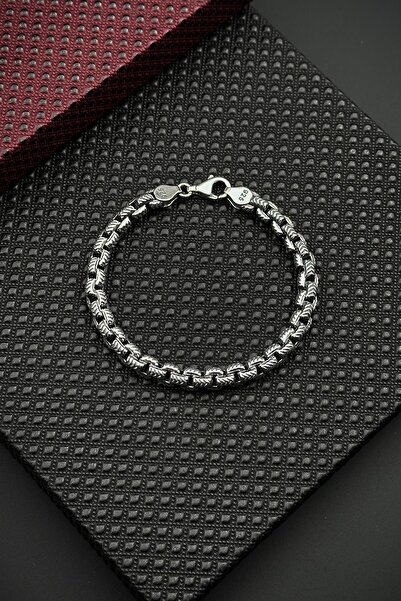 FRNCH 925 Ayar Gümüş İtalyan Model Gümüş Renk Erkek Bileklik FRJ12670-3670-A
