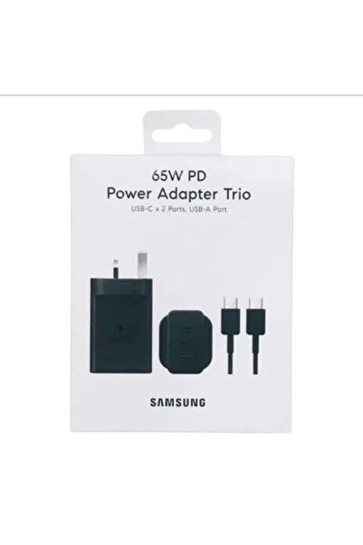 Generic Samsung 65W PD Power Adapter Trio USB-C X 2 Ports USB-A Port and Type-C To C with cable.