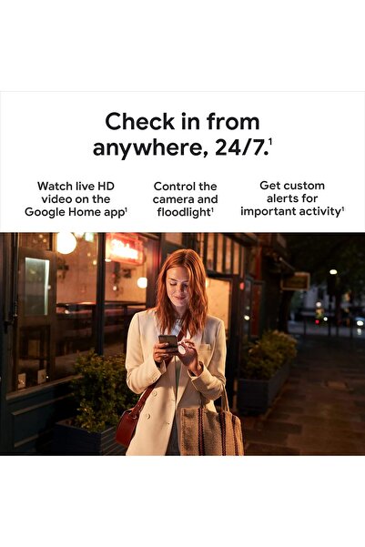 Google Nest Cam with Floodlight - Outdoor Camera - Floodlight Security Camera, White, 1 Count (Pack