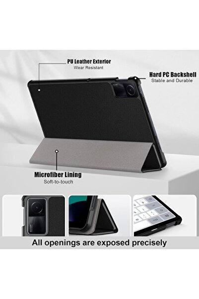 007 CooToly 11" Tablet Case for Xiaomi Redmi Pad SE — Slim PU Leather Tri-fold Smart Cover
