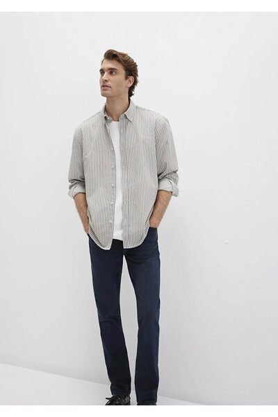 Mavi Cămașă pentru bărbați gri cu dungi M0211756-91269